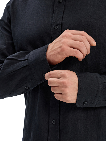 LINEN Рубашка мужская slim, цвет черный, фото 4