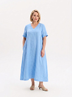 Платье А-силуэта из умягченного льна Голубой