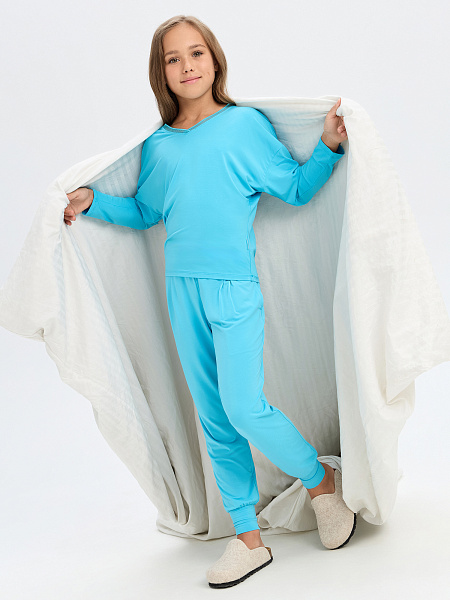 Лонгслив серии Bamboo для девочки, цвет бирюзовый, фото 6