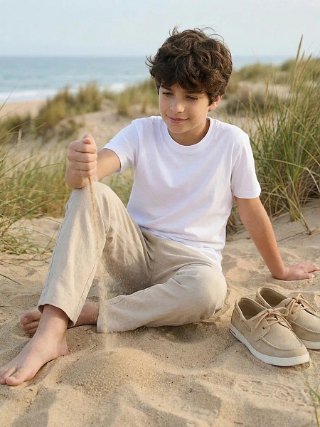 Брюки для мальчика серии LINEN, цвет бежевый, фото 5