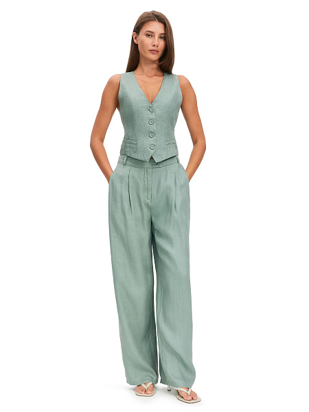 LINEN Жилет женский, цвет шалфей, фото 5