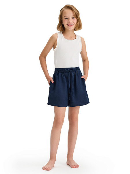 LINEN Шорты для девочки, цвет темно-синий, фото 1