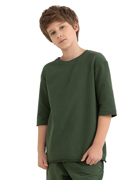 Футболка детская для мальчиков серии Cotton, цвет олива, фото 1