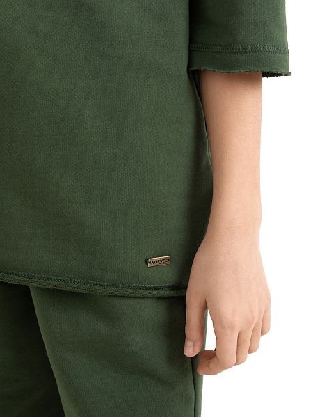 Футболка детская для девочек серии Cotton, цвет олива, фото 3