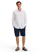 Шорты с карманами из 100% льна для мужчин Темно-синий