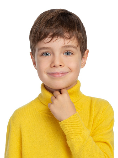 Свитер Cashmere детский для мальчика с высоким воротом, цвет желтый, фото 5