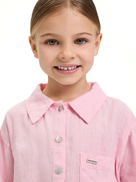 Рубашка для девочки серии LINEN, цвет нежно-розовый, фото 3