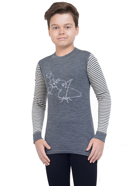 Термофутболка для мальчиков - подростков серии SOFT TEENS, цвет cерый с рисунком, фото 1