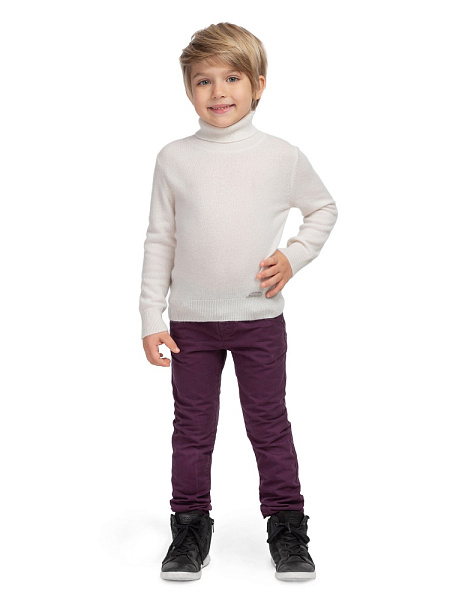 Свитер Cashmere детский для мальчика с высоким воротом, цвет белый, фото 2