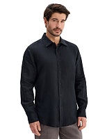 LINEN Рубашка мужская slim Черный