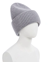 Шапка с отворотом из 100% шерсти Серый меланж