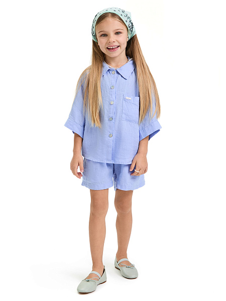 Рубашка для девочки серии LINEN, цвет лаванда, фото 5