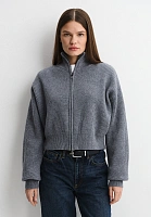 Укороченный кардиган на молнии Серый меланж