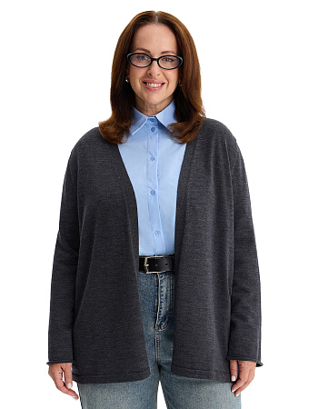 Merino Base Кардиган женский plus size, цвет антрацит, фото 1