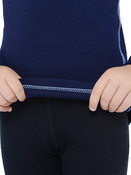 Термофутболка для мальчиков с длинным рукавом серии SOFT, цвет синий с отстрочкой, фото 5