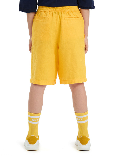 Шорты-бермуды из 100% льна для девочек-подростков, цвет манго, фото 4