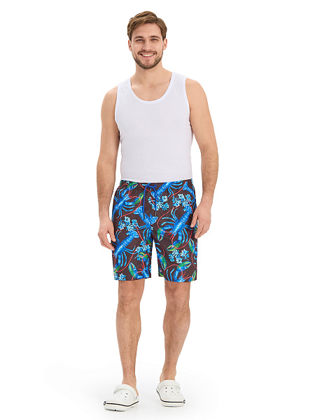 Swimwear Шорты мужские, цвет черный паттерн лобстеры, фото 1