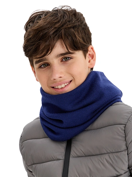 Теплый снуд из шерсти мериносов, цвет темно-синий, фото 4