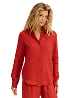 LINEN Рубашка женская slim Терракот