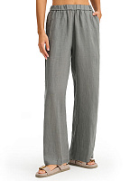 LINEN Брюки женские прямые Пыльно серо-зеленый