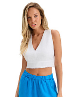 LINEN Топ женский на завязках Белый